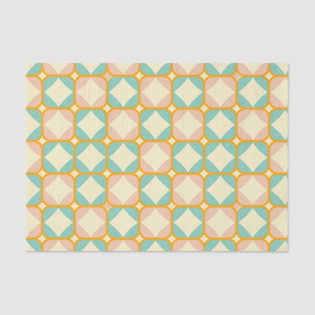 Seamless retro pattern with rounded squares seidenpapier (Vorderseite)