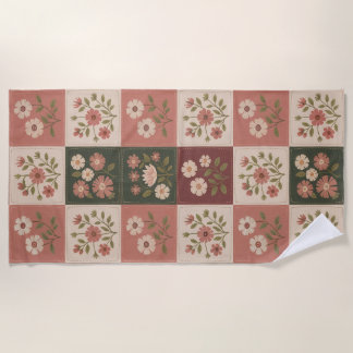 Seamless Rustic Floral Patchwork Strandtuch