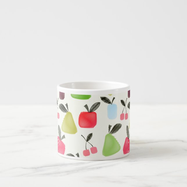 Seamless scratched cartoon frucht apples pears espressotasse (Vorderseite)