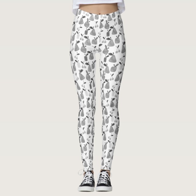 Seamless scratched cartoon frucht apples pears leggings (Vorderseite)