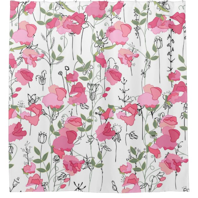 Seamless season pattern with sweet pea. Endless te Duschvorhang (Vorderseite)