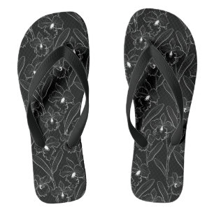 Seamless sketted Orchid Cattleya Blume tropisch Flip Flops