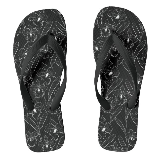 Seamless sketted Orchid Cattleya Blume tropisch Flip Flops (Fußbett)