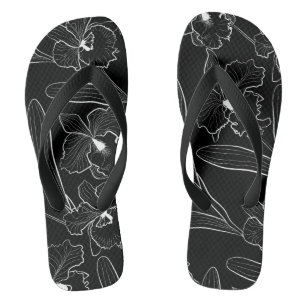 Seamless sketted Orchid Cattleya Blume tropisch Flip Flops