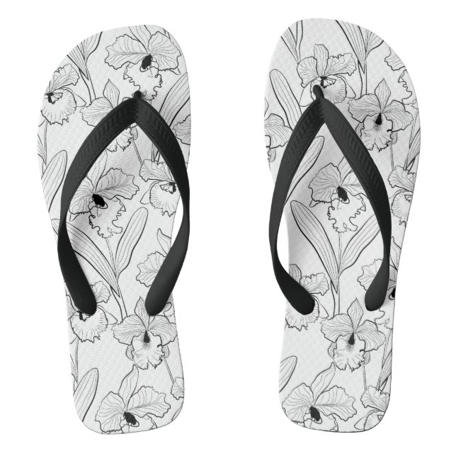 Seamless sketted Orchid Cattleya Blume tropisch Flip Flops (Fußbett)