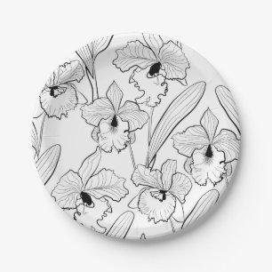 Seamless sketted Orchid Cattleya Blume tropisch Pappteller