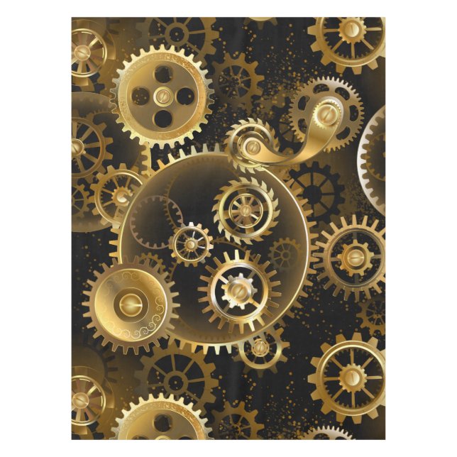 Seamless Steampunk Brass Gears Tischdecke (Vorderseite)