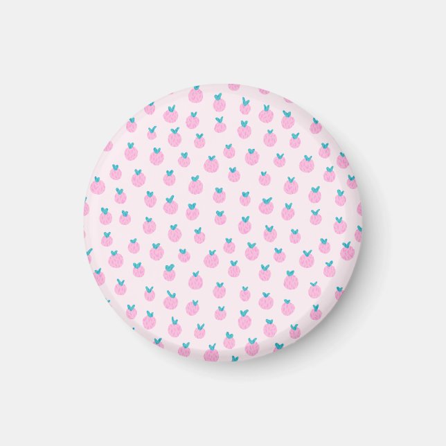 Seamless Strawberry Pattern – Pastel Pink Cute  Magnet (Vorne)