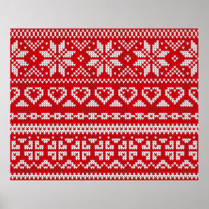 Seamless Strickmuster Norwegen festliche Pullover  Poster