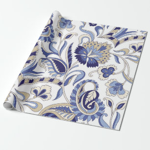 Seamless Traditional Indian Blue Paispa Geschenkpapier