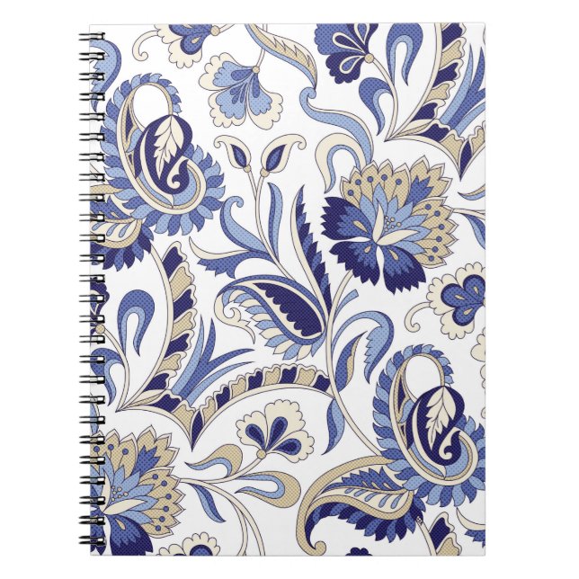 Seamless Traditional Indian Blue Paispa Notizblock (Vorderseite)