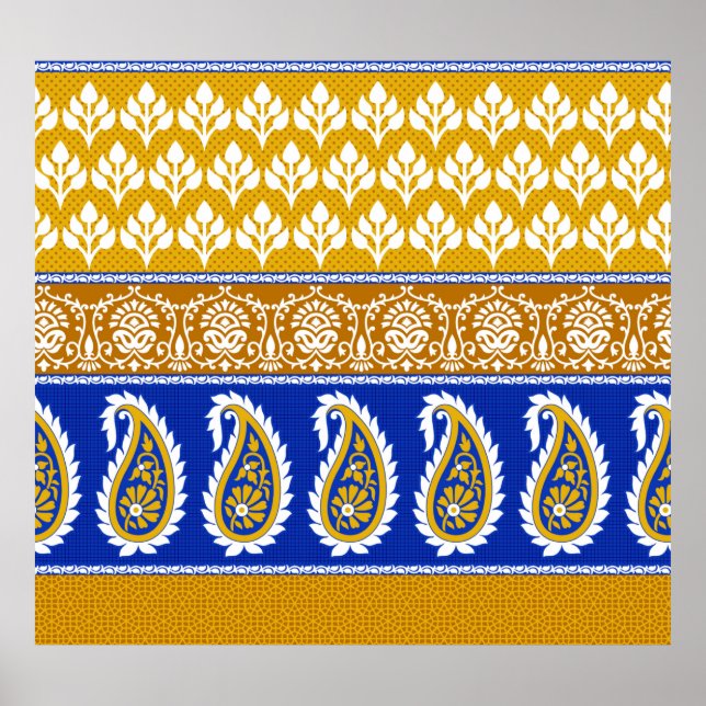 Seamless Traditional Indian Paisley Grenzübergang Poster (Vorne)
