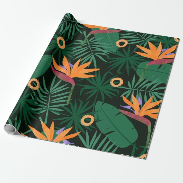 Seamless tropic pattern with strelitzia flowers an geschenkpapier (Ungerollt)