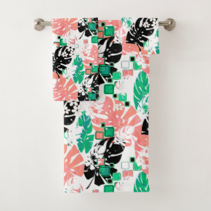 Seamless Tropical Dschungle Blätter Monstera Palm  Badhandtuch Set