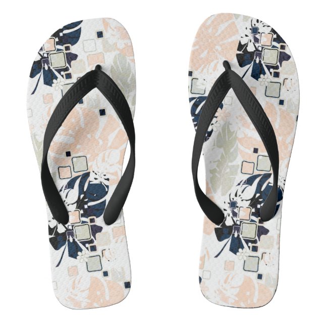 Seamless Tropical Dschungle Blätter Monstera Palm  Flip Flops (Fußbett)
