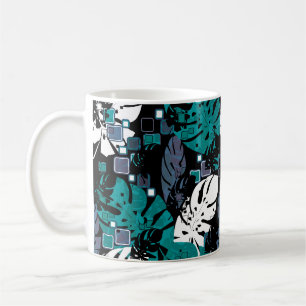 Seamless Tropical Dschungle Blätter Monstera Palm  Kaffeetasse