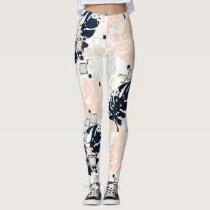 Seamless Tropical Dschungle Blätter Monstera Palm  Leggings