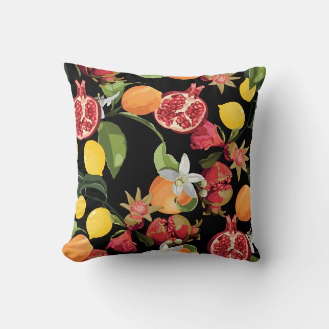 Seamless Tropical Fruits Pattern. Exotic Backgroun Kissen (Vorderseite)