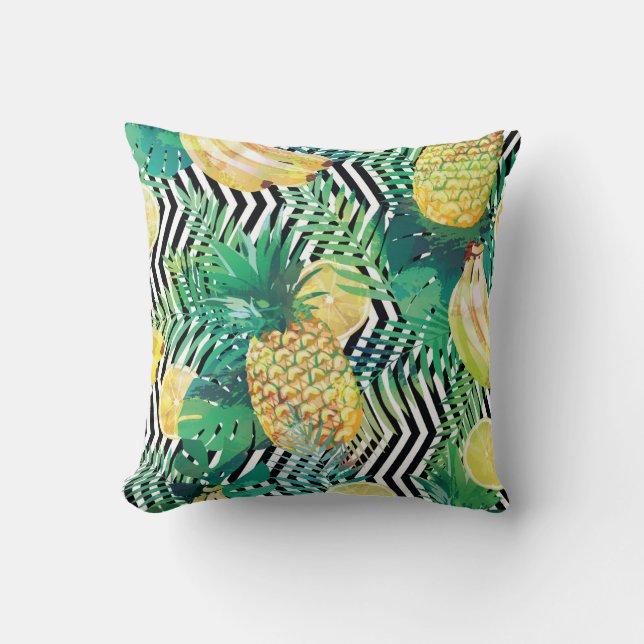 Seamless tropical pattern with bananas lemons palm kissen (Vorderseite)