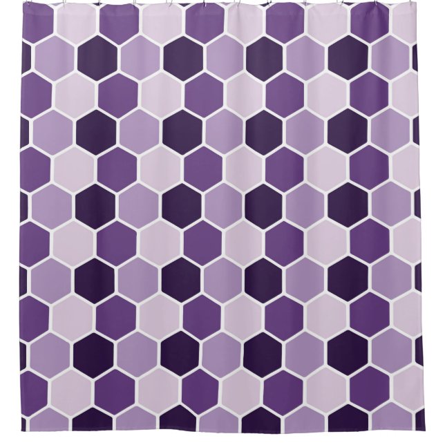 Seamless ultraviolet hexagon pattern. Honeycomb co Duschvorhang (Vorderseite)