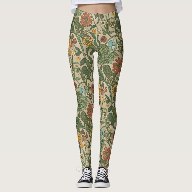 Seamless vintage botanical pattern  leggings (Vorderseite)