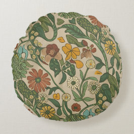 Seamless vintage botanical pattern rundes kissen