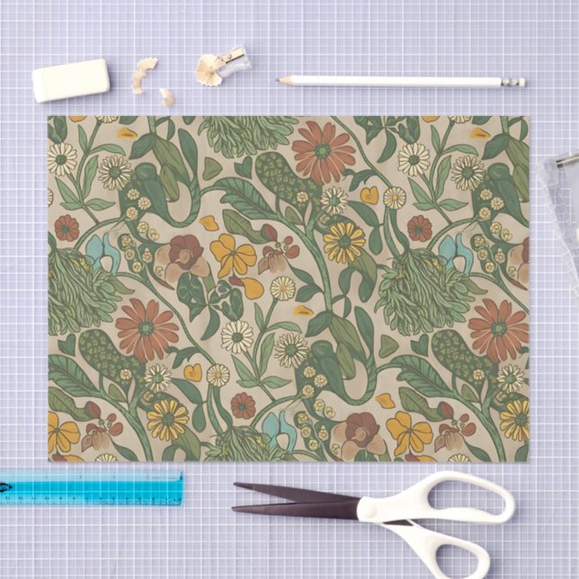 Seamless vintage botanical pattern  seidenpapier (Handwerk)