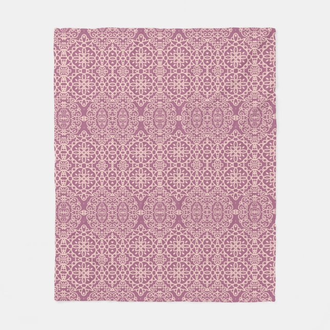 Seamless vintage laced beige - lilac background fleecedecke (Vorderseite)