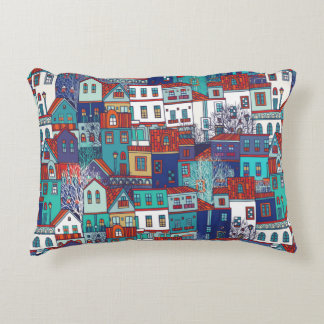 Seamless vintage pattern with colorful houses dekokissen