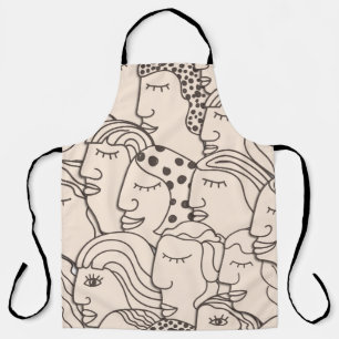 Seamless Vintage pattern with women faces Schürze