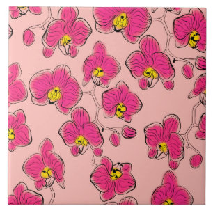 Seamless wassercolor orchius phalaenopsis Blume b Fliese