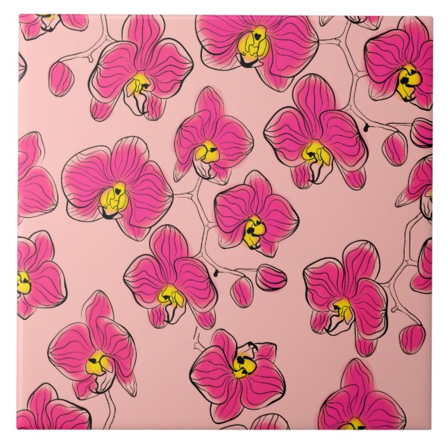 Seamless wassercolor orchius phalaenopsis Blume b Fliese (Vorderseite)