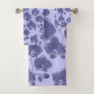 Seamless wassercolor orchius phalaenopsis Blume Badhandtuch Set