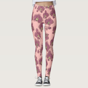 Seamless wassercolor orchius phalaenopsis Blume p Leggings