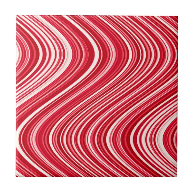 Seamless Wavy Lines in Rot und Weiß Fliese (Vorderseite)