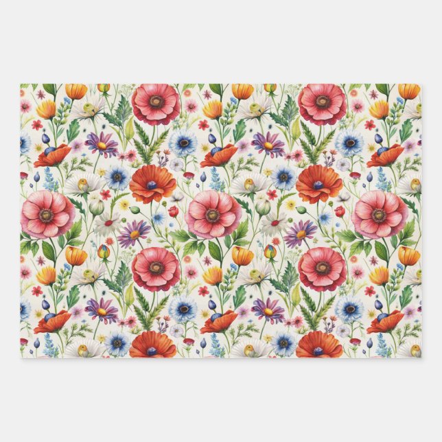 Seamless Wildflower Pattern Furniture Decoupage  Geschenkpapier Set (Vorderseite)
