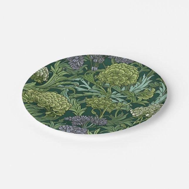 Seamless William Morris style floral pattern Pappteller (Schrägansicht)