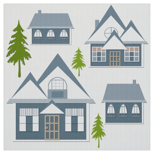 Seamless Winter Frohe Weihnachtslandschaft grau ho Stoff (Muster)