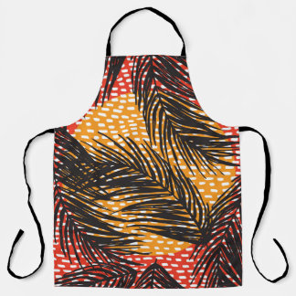 Seamless with black palm leaves and strokes schürze