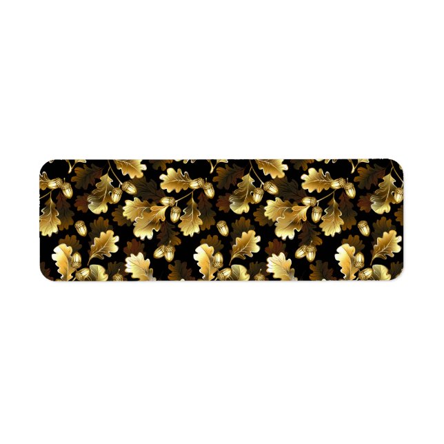 Seamless with golden oak branches on black (Vorne)