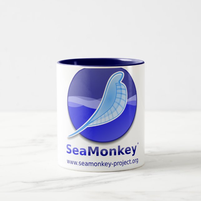 SeaMonkey Projekt - vertikales Logo Zweifarbige Tasse (Mittel)