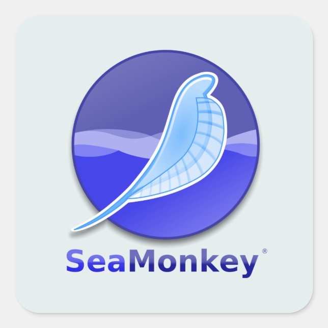 SeaMonkey-Text-Logo Quadratischer Aufkleber (Vorderseite)