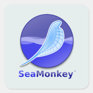 SeaMonkey-Text-Logo Quadratischer Aufkleber
