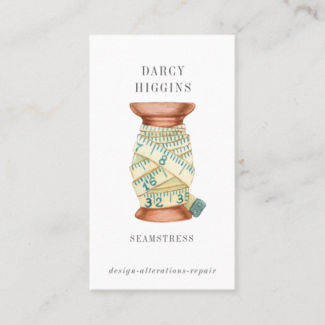 Seamress Tailor Spool Messung Tape Business Ca Visitenkarte (Vorderseite)