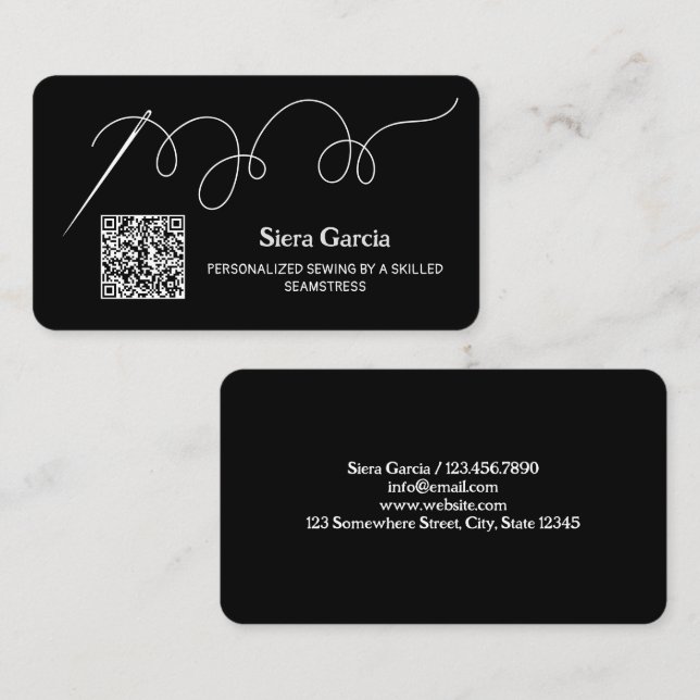 Seamstress Custom QR Business Card Visitenkarte (Vorne/Hinten)