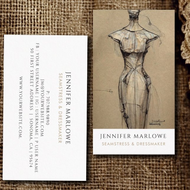 Seamstress Dressmaker Schneider Business Card Visitenkarte (Von Creator hochgeladen)