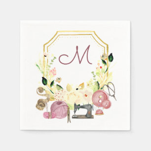 Seamstress Monogram Wappen Nähen Napkin Serviette