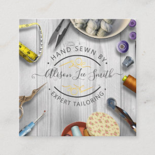 Seamstress oder Schneider-Schreibtisch Handnähte S Quadratische Visitenkarte
