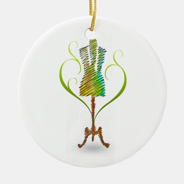 Seamstress-Schaufensterpuppe Keramik Ornament (Vorne)