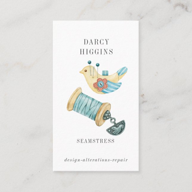 Seamstress Schneider Button Kissensohle Visitenkarte (Vorderseite)